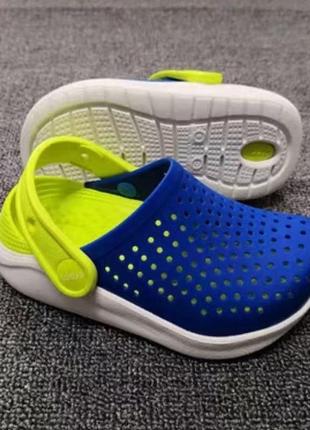 Крокс лайтрайд клог дитячі жовто блакитні crocs literide kids bright cobalt/citrus4 фото