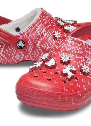 Утеплені крокс crocs classic lined holiday charm, 38, 39