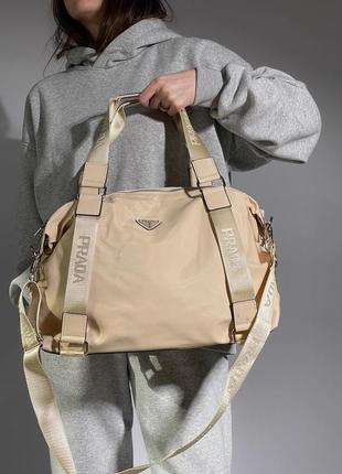 Сумка шопер у стилі prada sport lite beige