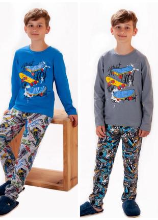 Подростковая пижама для мальчика, подростковая пижама для мальчика, хлопковая пижама скейт1 фото
