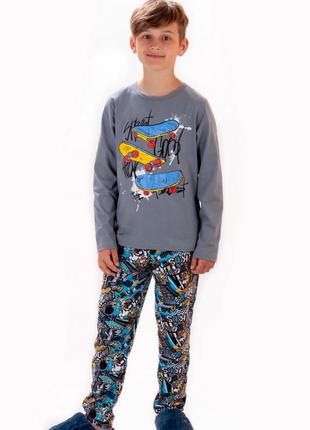 Подростковая пижама для мальчика, подростковая пижама для мальчика, хлопковая пижама скейт4 фото