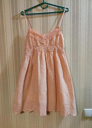 ♥️ прошва сукня сукня-сорафан на бретелях вільний пишний на підкладці короткий міні