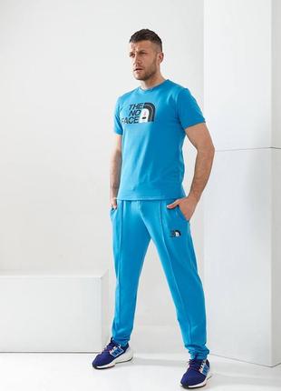 Костюм мужской футболка вырез круглый рукав короткий накат штаны пояс на резинке боковые карманы спереди стрелочки ткань двунить