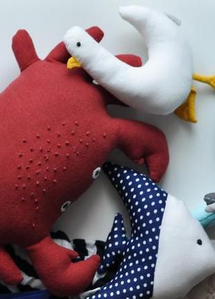Детская подушка игрушка красный краб льняная подушка для малышей морская тема4 фото
