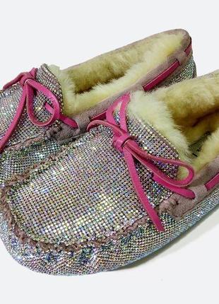 Ugg dakota moccasin pink drill угги женские мокасины cо стразами swarovski3 фото