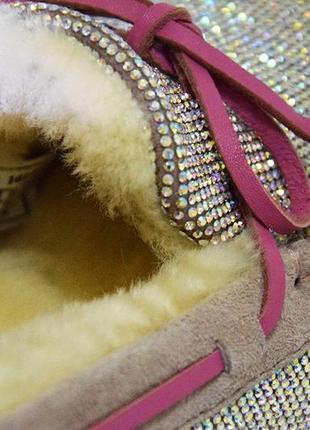 Ugg dakota moccasin pink drill угги женские мокасины cо стразами swarovski5 фото