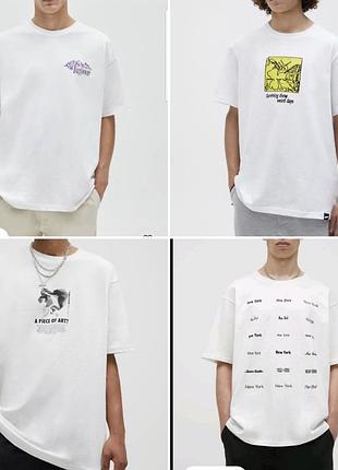 Мужская белая футболка из новой коллекции pull &amp; bear размер s