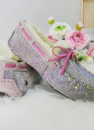 Ugg dakota moccasin pink drill угги женские мокасины cо стразами swarovski9 фото