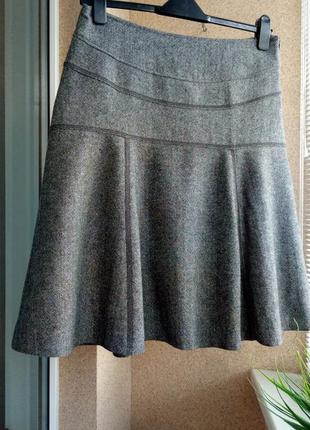 Красивая утепленная / теплая серая юбка миди с содержанием шерсти