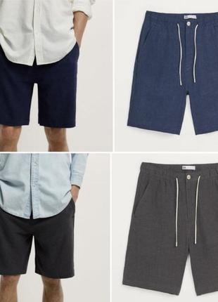 Мужские льняные шорты из новой коллекции zara man размер m,l