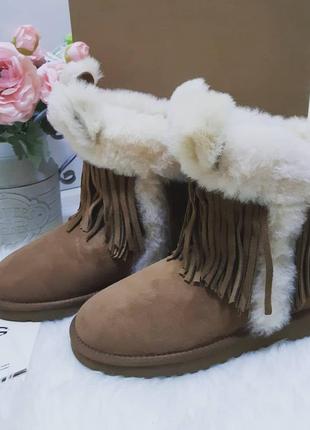 Ugg darlala classic beige (1100550) угги с ушками бежевые оригинал натуральная кожа.8 фото