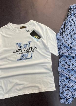 💜есть наложка 💜 lux качество💜 женский спортивный костюм malleteraparis "louis vuitton"💜 футболка+штани1 фото