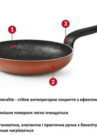 Сковорода алюминиевая вок 28 см flonal pepita granit wok 28 см (pgfwo2850)3 фото