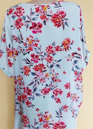 Батал,новая натуральная блуза,туника,цветочный принт8 фото