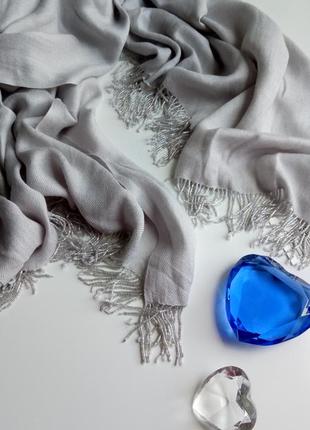 Гарний великий шарф осінь 🍂 / весна 🌱 з натуральної тканини 100% віскоза з бісером