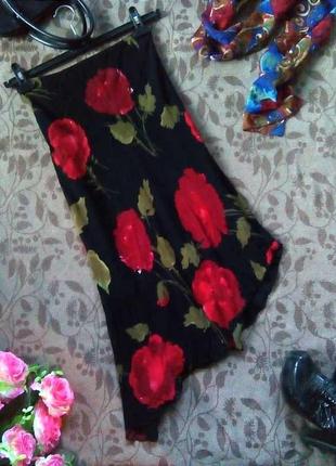 Яркая юбка в цветы, юбка с цветами