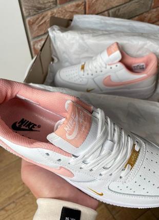 Кросівки nike air force 1 mini swoosh white peach4 фото