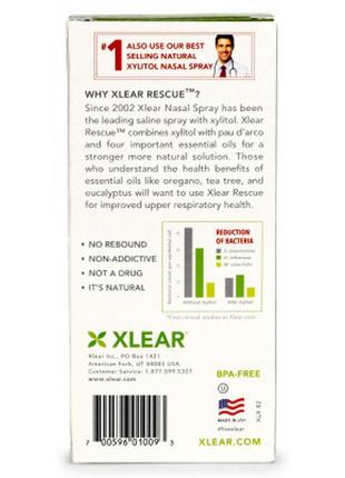 Минералы xlear спасение назальный спрей с ксилитом и эфирными маслами 45 мл (700596010093)5 фото