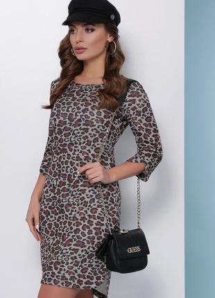 Трикотажна леопардова сукня ms-18093 фото
