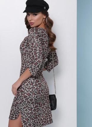 Трикотажна леопардова сукня ms-18092 фото
