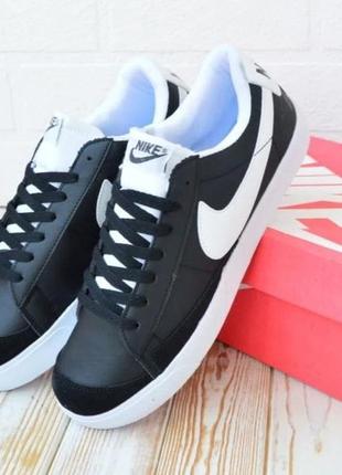 Стильные кроссовки, кеды найк nike мужские черные кожаные/замшевые осенние,весняные,на осень,весна,лето 3