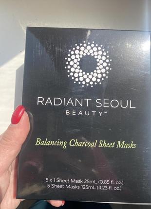 *набор тканевых масок с древесным углем для восстановления баланса кожи radiant seoul beautytm*