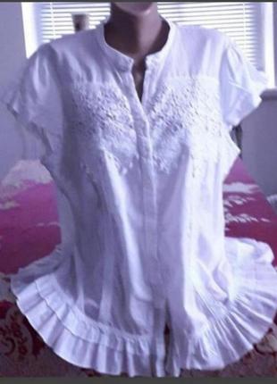 Шикарная натуральная блуза (рубашка) 52-54-56 (см.замеры)3 фото