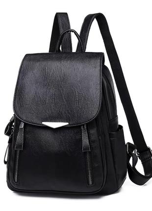 Жіночий рюкзак еко-шкіра black 1129-11 фото