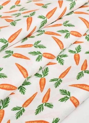 Тканина бавовна для рукоділля морквинки на білому тлі1 фото