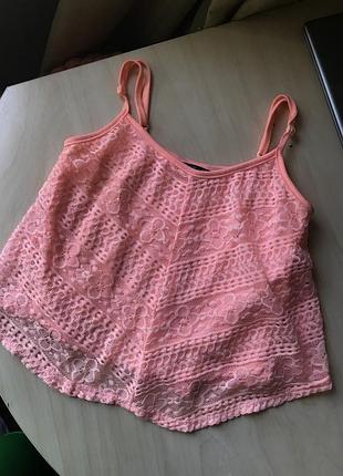 Яркий кислотный топ ажурный 8-11р