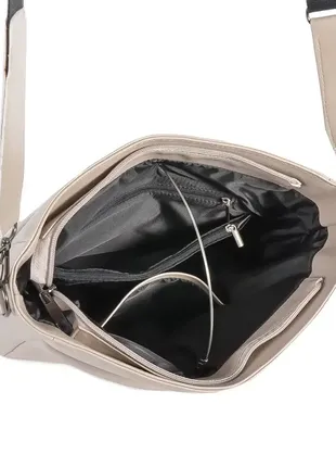 Жіноча фабрична сумка високої якості з двома великими вмісткими кишенями бежевий (№718)4 фото