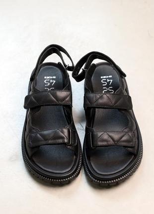 Стильные женские сандалии/босоножки стеганные на липучках кожаные/кожа - женская обувь на лето