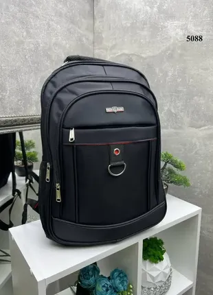 Стильний великий рюкзак на три відділення з ущільненою спинкою  чорний  (№5088)