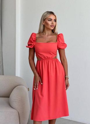 Літня сукня, кольору корал2 фото