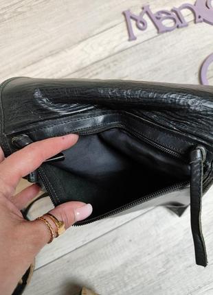 Женская кожаная сумка планшет черная ручная работа4 фото