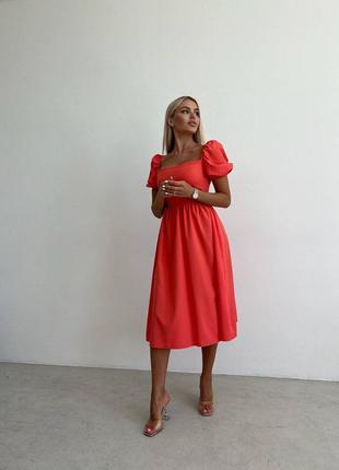 Літня сукня, кольору корал3 фото