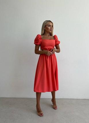 Літня сукня, кольору корал5 фото