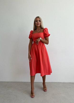 Літня сукня, кольору корал6 фото