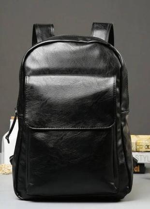 Мужской городской рюкзак экококира черный