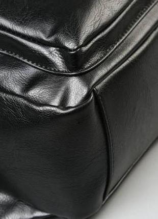 Мужской городской рюкзак экококира черный