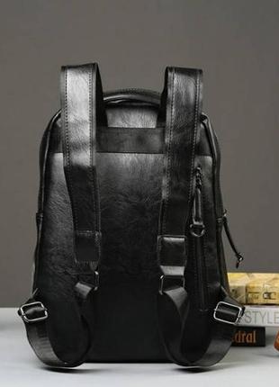 Классический мужской городской рюкзак из экококиры коричневый5 фото