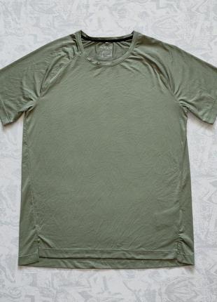 Мужская спортивная футболка (хаки/масло) дышащая текстура материала