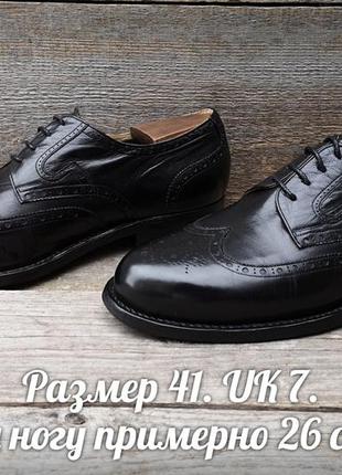 Cheaney р 41 англія шкіряні броги чоловічі чорні туфлі оксфорди шкіра мужские туфли