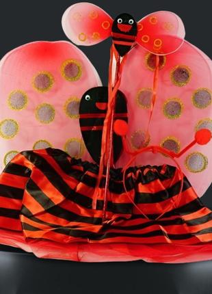Костюм божьей коровки cel-7397 крылья ободок юбка палочка детский карнавальный костюм
