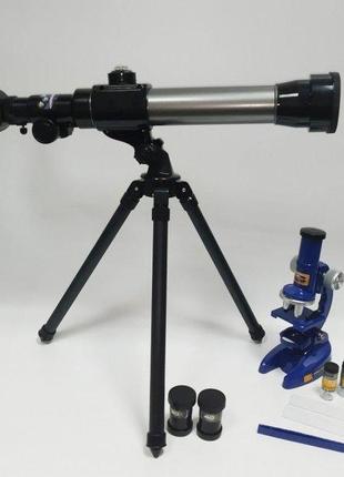 Телескоп и микроскоп игрушечный с2112 детская игровая оптика набор юного ученого 2в1