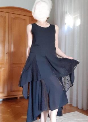 Черное длинное нарядное платье с кружевом из сша