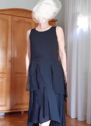 Чорна довга нарядна сукня з мереживом із сша3 фото