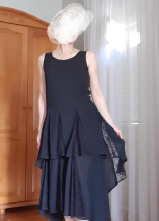 Чорна довга нарядна сукня з мереживом із сша4 фото