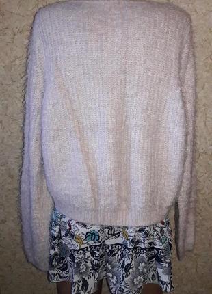 Укороченный пудровый свитер-травка с пришитой майкой4 фото
