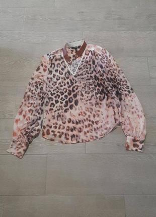 Блузка женская блуза розовая леопард